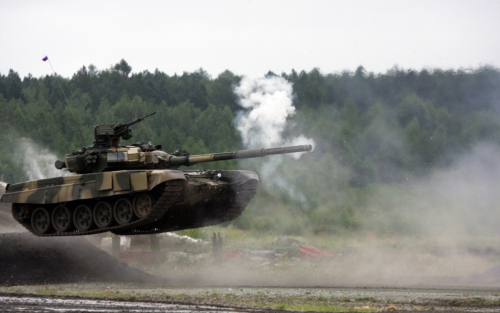 t-90 tank firing and jumping slow motion