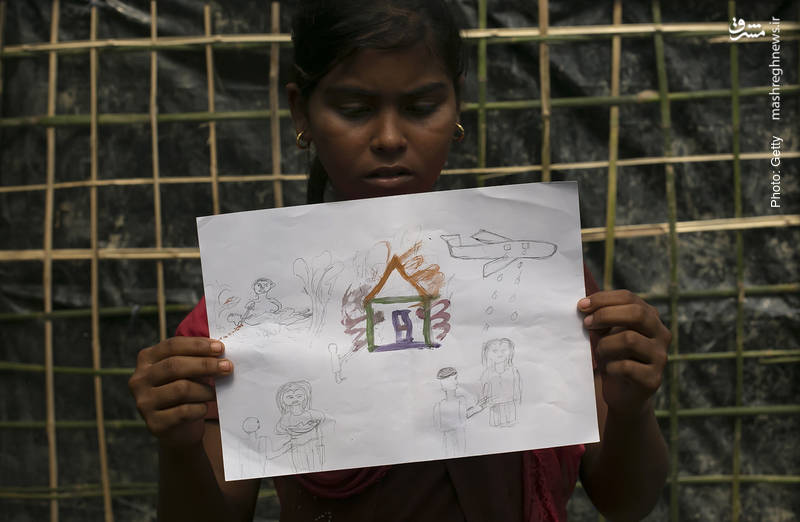نقاشی کودک میانماری گویای وقایع تلخی است که بر او و خانواده‌اش گذشته است
