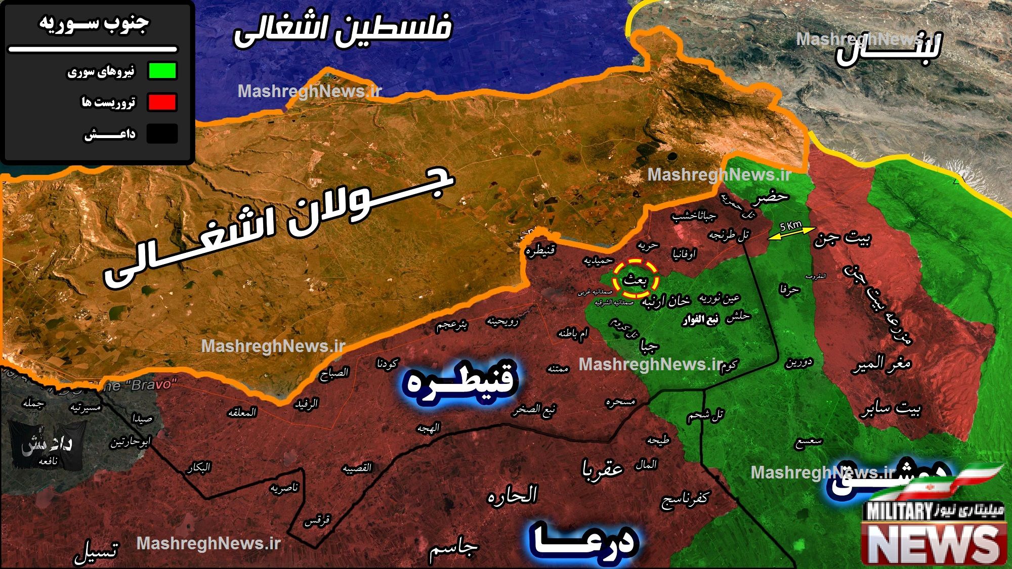 جزییات دومین حمله صهیونیست‌ها به قنیطره/ مواضع ارتش سوریه در عین العیشه هدف قرار گرفته شد +نقشه میدانی