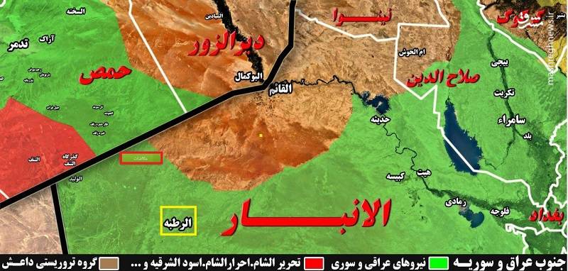 2053467 - تیر داعش برای قطع مسیر « الرطبه - عکاشات» در شمال غرب الانبار به سنگ خورد + نقشه میدانی