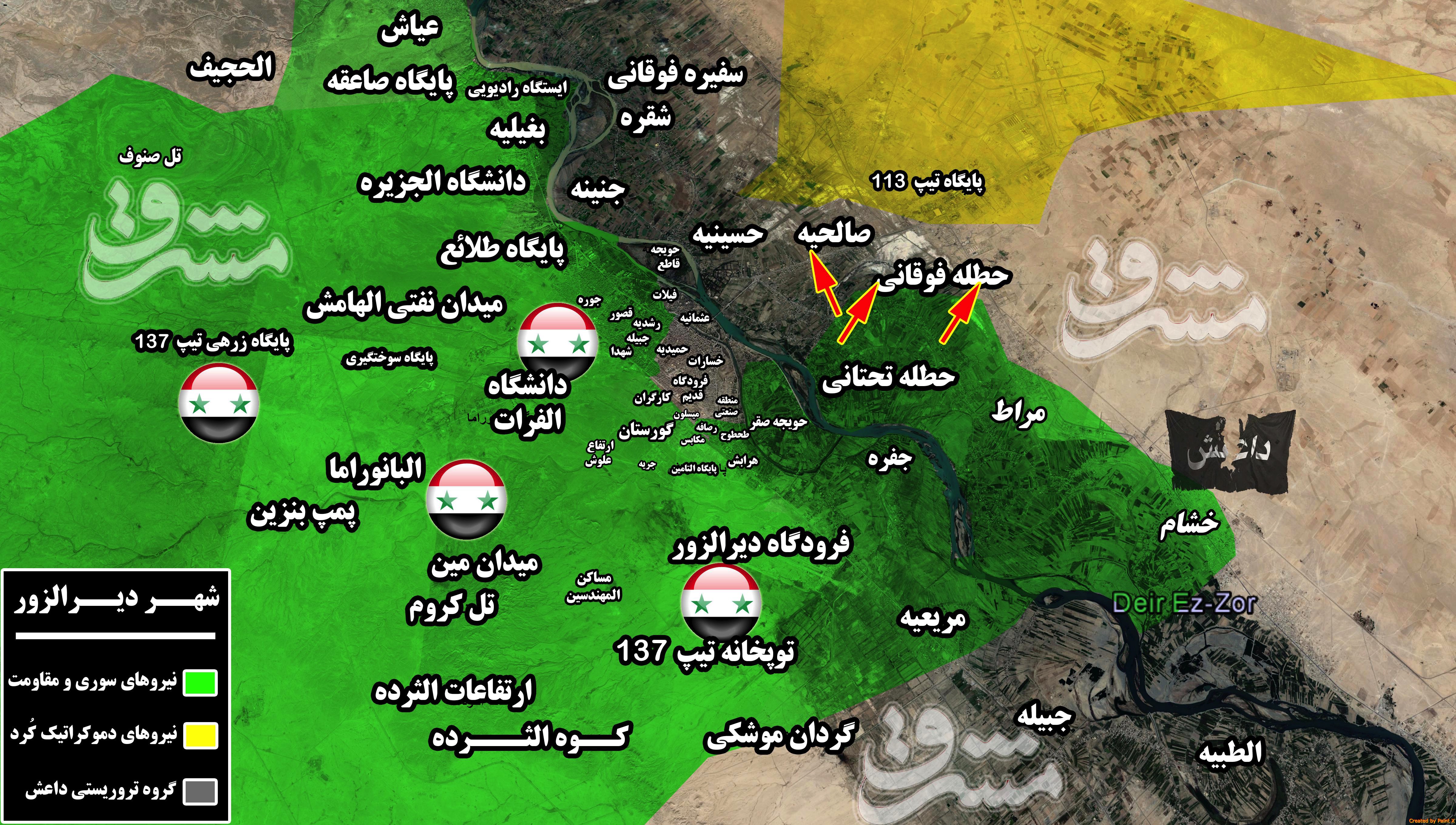 2066512 - جنگ تن به تن در شرق سوریه/ حملات داعش در غرب و شرق شهر دیرالزور به بن بست خورد+ نقشه میدانی