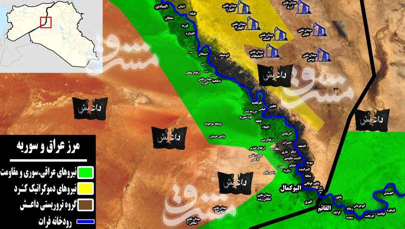 2129512 - تکمیل محاصره آخرین بقایای تروریست‌های داعش در جنوب غرب دیرالزور و شرق حمص؛ کرانه غربی رود فرات در آستانه پاکسازی +نقشه میدانی